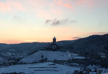 Burg in Cochem im Schnee